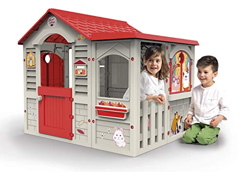 Chicos - Casita Infantil de Exterior Grand Cottage XL | Fabricada en plástico Resistente y Duradero con fácil Montaje | Color Beige con tejado Rojo (89627)