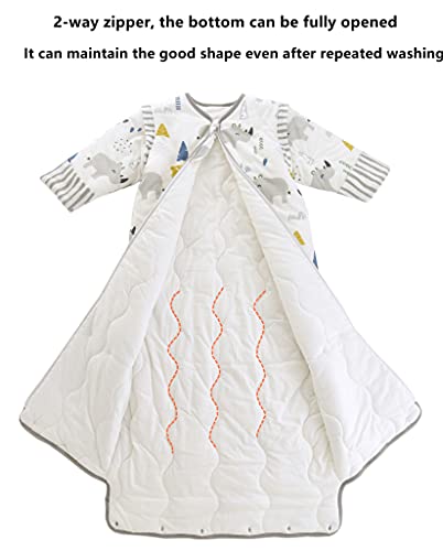 Chilsuessy Saco de dormir para bebé con mangas desmontables, para invierno, 3,5 tog, para niños y niñas de 1 a 10 años, diseño de rinoceronte dulce, talla L (100-130 cm)