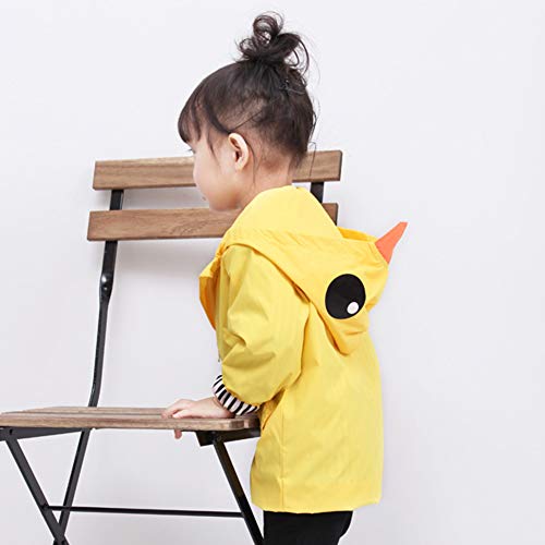 Chubasquero Chaqueta Impermeable para niños, Raincoat Chubasquero para Niños pato impermeable lindo de dibujos animados sudadera con capucha cremallera ligera ropa impermeable (110)