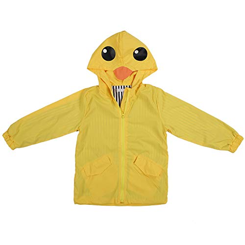 Chubasquero Chaqueta Impermeable para niños, Raincoat Chubasquero para Niños pato impermeable lindo de dibujos animados sudadera con capucha cremallera ligera ropa impermeable (110)