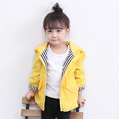 Chubasquero Chaqueta Impermeable para niños, Raincoat Chubasquero para Niños pato impermeable lindo de dibujos animados sudadera con capucha cremallera ligera ropa impermeable (110)