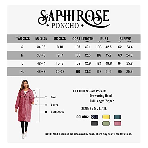 Chubasquero Mujer Poncho de Lluvia Impermeable Reutilizable Ligero con Capucha para el Aire Libre Rosado M