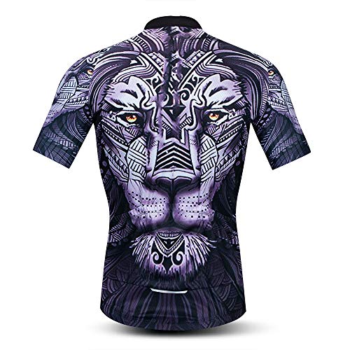 Ciclismo Jersey Mens Tops Racing Ciclismo Ropa Manga Corta Bicicleta Camisa, 1 León Negro, pecho 88/94 cm = etiqueta M