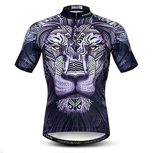 Ciclismo Jersey Mens Tops Racing Ciclismo Ropa Manga Corta Bicicleta Camisa, 1 León Negro, pecho 88/94 cm = etiqueta M