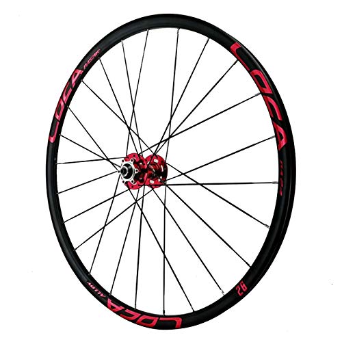 Ciclismo Wheels 26/27,5'',24 Hoyos Rueda de Freno Disco Radios Planos Juego de Ruedas de Liberación Rápida para Bicicleta de Montaña (Color : Red, Size : 26inch)