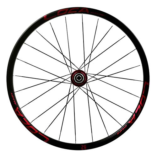 Ciclismo Wheels 26/27,5'',24 Hoyos Rueda de Freno Disco Radios Planos Juego de Ruedas de Liberación Rápida para Bicicleta de Montaña (Color : Red, Size : 26inch)
