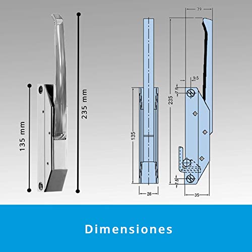 Cierre Automático de Palanca Sin llave para Puerta Frigorífico, Congelador y/o Cámara | Maneta con Nariz Tipo A (Acero Cincado) | Intercambiable Derecha e Izquierda | Zamak 5 de Brillo Cromado