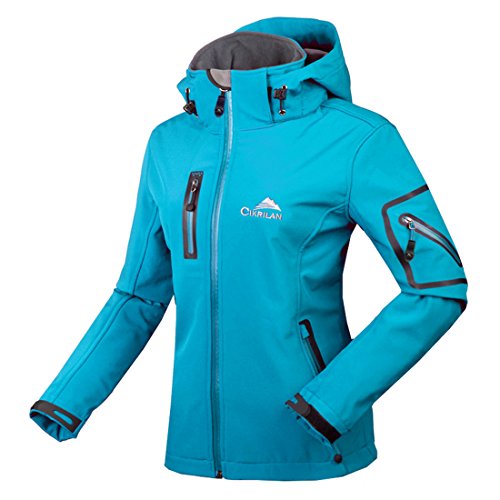 CIKRILAN Mujer Chaqueta Softshell Resistente al agua chaqueta al aire libre Ladies Deportes Camping Escalada de senderismo Coat (medium, Azul)