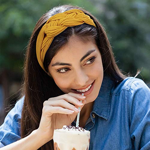 Cinta de Pelo Mujer, Diademas Nudo de Punto de Algodón Elástico para Mujer Niña, Boho Turbante para Deportes al Aire Libre Banda Yoga Cabeza Wraps(10PCS)