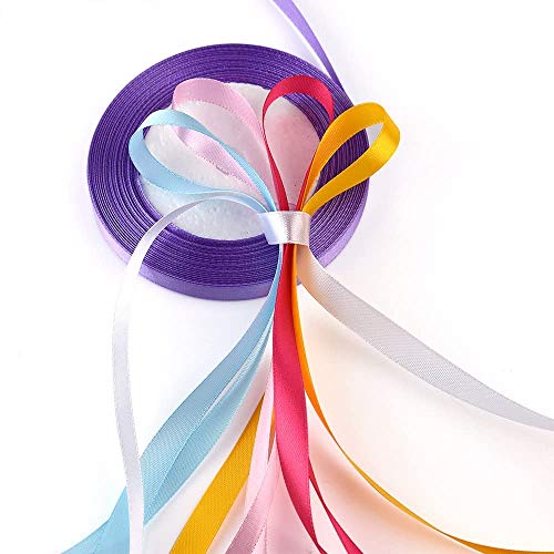 Cinta de Raso, Cinta de Tela 10 mm de ancho,10 rollos Doble Cara Rollo de Raso de satén de seda para Embalaje Decoración de Regalo Cajas Flores Boda Navidad