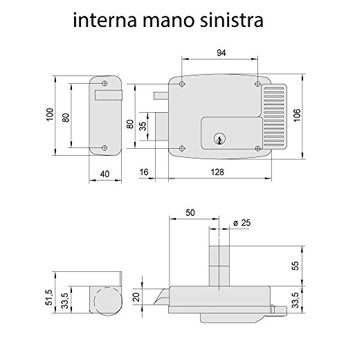 Cisa 11500-20 - Cerradura Eléctrica Para Puerta 11721, Entrada Izquierda, 50 Mm