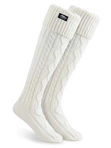 CityComfort Calcetines Mujer Altos, Calcetines Largos Hasta la Rodilla Talla Única 37-41, Regalos Para Mujer (Crema)