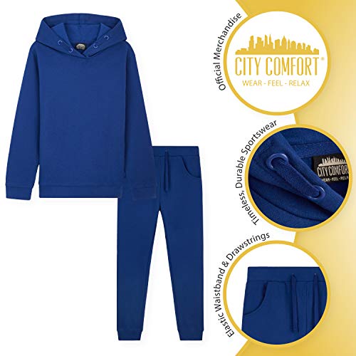 CityComfort Chandal Niño, Conjunto de 2 Piezas Sudadera con Capucha y Pantalon Chandal, Ropa Niño 100% Algodon, Regalos Para Niños Edad 3-14 Años (Azul, 13_years)