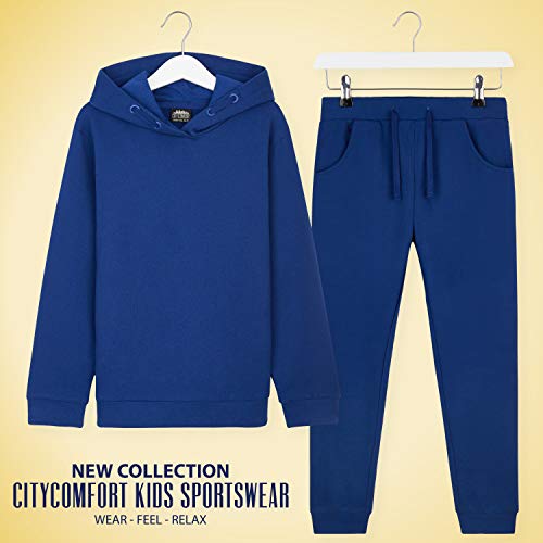 CityComfort Chandal Niño, Conjunto de 2 Piezas Sudadera con Capucha y Pantalon Chandal, Ropa Niño 100% Algodon, Regalos Para Niños Edad 3-14 Años (Azul, 13_years)