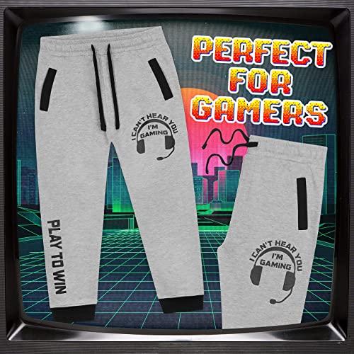 CityComfort Pantalon Chandal Niño Gamer, Pantalones Chandal 5-16 Años (Gris, 15-16 Años)