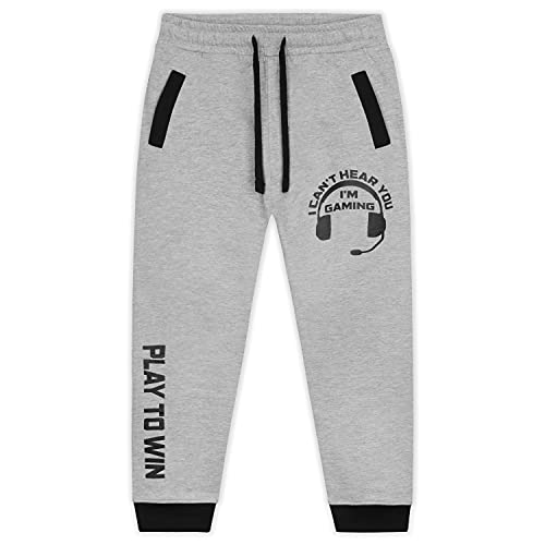 CityComfort Pantalon Chandal Niño Gamer, Pantalones Chandal 5-16 Años (Gris, 15-16 Años)