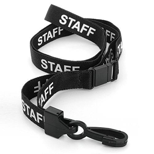 CKB Ltd® 50x Black Noir STAFF LANYARDS Breakaway Safety Lanyard Cordon Tour De Cou Pour Porte-Badges Avec Clip En Plastique