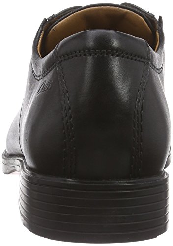 Clarks Tilden Plain, Zapatos de Cordones Derby Hombre, Negro (Black Leather), 43 EU