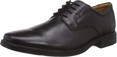 Clarks Tilden Plain, Zapatos de Cordones Derby Hombre, Negro (Black Leather), 43 EU