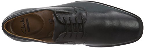 Clarks Tilden Plain, Zapatos de Cordones Derby Hombre, Negro (Black Leather), 43 EU