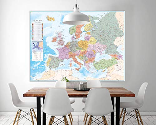 Close Up Póster XXL Mapa de Europa con Banderas y Leyenda (135cm x 100cm)