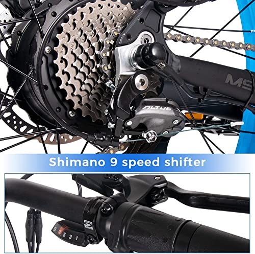 CM-900 Bicicleta eléctrica de neumático Grueso de 26 Pulgadas 48V 17AH Batería de Litio Pedal asistido Playa Bicicleta eléctrica de montaña Frenos de Disco hidráulicos Shimano de 9 velocidades