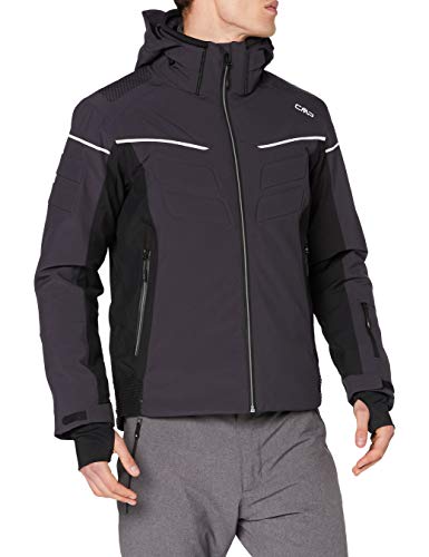 CMP Giacca Stretch Da Sci con Cappuccio Staccabile Chaqueta, Hombre, Antracita, 54