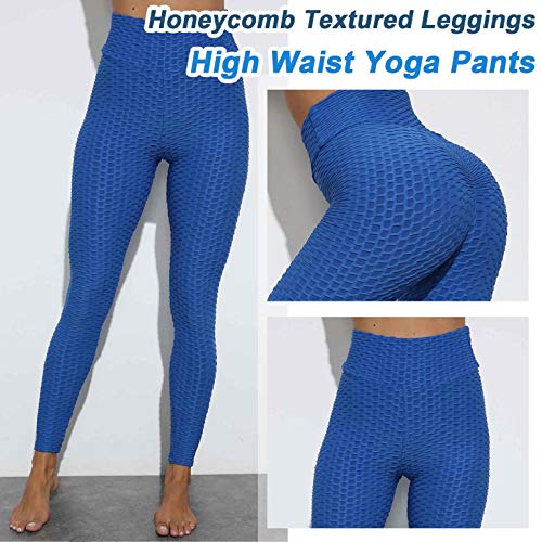 CMTOP Mallas Leggings Mujer Pantalones de Yoga Fitness Cintura Alta Pantalones Deportivos para Running Training Estiramiento Yoga y Pilates (Azul,M)
