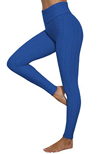 CMTOP Mallas Leggings Mujer Pantalones de Yoga Fitness Cintura Alta Pantalones Deportivos para Running Training Estiramiento Yoga y Pilates (Azul,M)