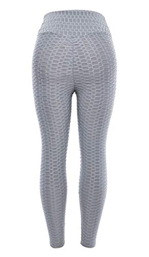 CMTOP Mallas Leggings Mujer Pantalones de Yoga Fitness Cintura Alta Pantalones Deportivos para Running Training Estiramiento Yoga y Pilates (Gris,L)