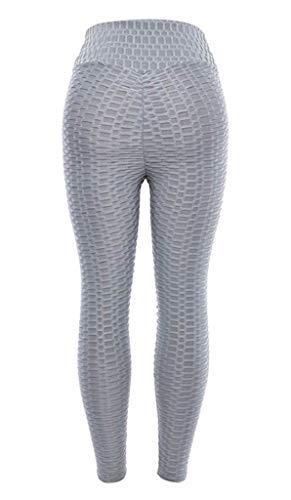 CMTOP Mallas Leggings Mujer Pantalones de Yoga Fitness Cintura Alta Pantalones Deportivos para Running Training Estiramiento Yoga y Pilates (Gris,L)