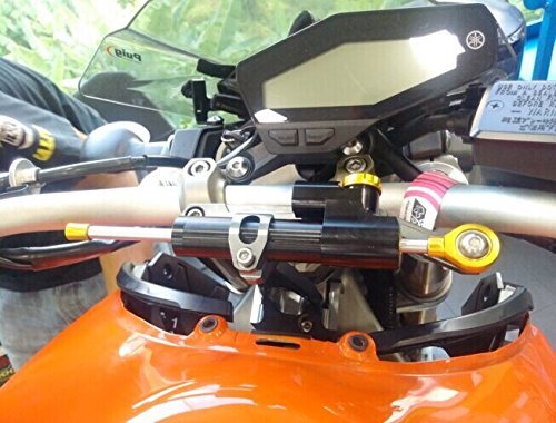 CNC Amortiguador de dirección Estabilizador Regulable para Ducati Aprilia Honda Kawasaki Suzuki Yamaha BMW Monster Universal 240mm Negro