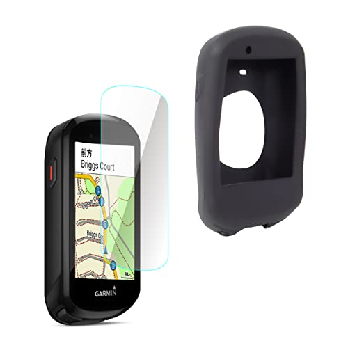 CNC Funda Garmin Edge 530/830/1030/1000/820/800/520/130/200 Funda protectora de silicona, cristal templado Garmin Edge 530/830/1030/1000/520/130 Protector de pantalla Garmin Edge