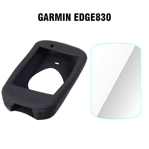 CNC Funda Garmin Edge 530/830/1030/1000/820/800/520/130/200 Funda protectora de silicona, cristal templado Garmin Edge 530/830/1030/1000/520/130 Protector de pantalla Garmin Edge