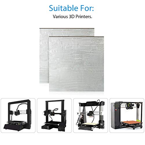 Cnloyua 2 unidades 220*220mm de plataforma para impresora 3D, aislamiento de cama caliente, lámina de espuma autoadhesiva, almohadilla térmica para cama caliente, menor consumo de energía