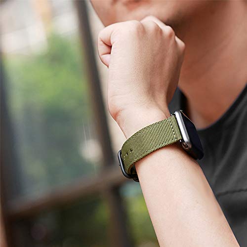 CNYMANY 20mm Banda de Reloj Balística Universal, Correa de Repuesto de Correa Tejida de Lona de Nylon Cierre de Hebilla Cierre Ajustable para Smart-Watch Sport Fitness Tracker - Verde