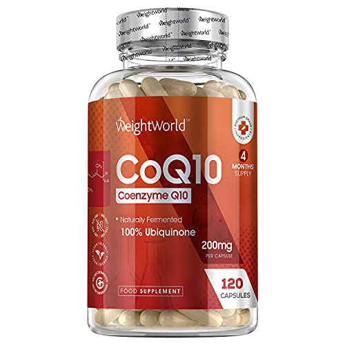 Coenzima Q10 200mg, 120 Cápsulas Vegano - Suplemento CoQ10 De la Fermentación de la Ubiquinona, Co Q10 100% Natural de Alta Biodisponibilidad y Absorción, Suministro para 4 Meses, Sin Gluten