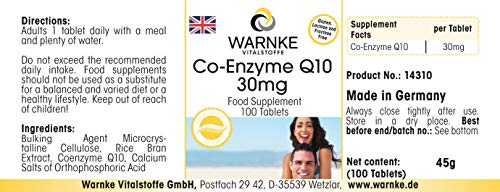 Coenzima Q10 30mg – Vegana – 100 comprimidos