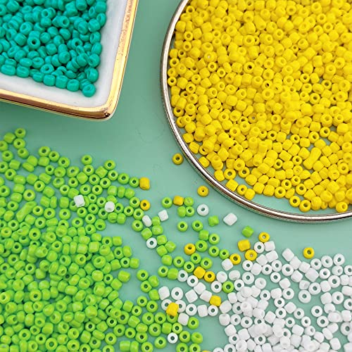 COIRIS 12/0 cuentas de semilla de vidrio alrededor de 24000pcs 4 colores surtidos tamaño 2.5mm amarillo verde blanco artesanía granos para pulsera pendiente fabricación collar (GB-1030-F)