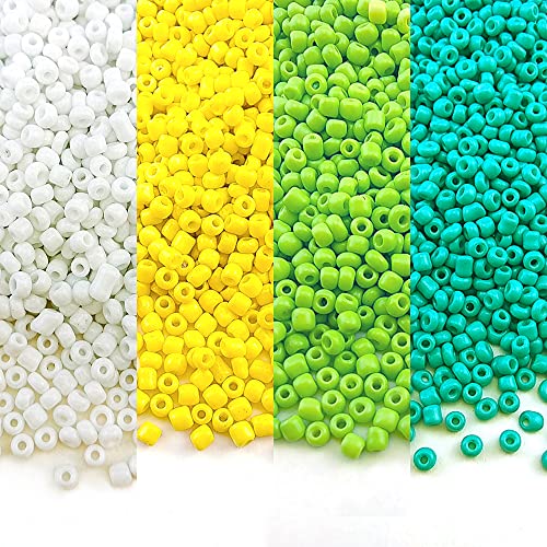 COIRIS 12/0 cuentas de semilla de vidrio alrededor de 24000pcs 4 colores surtidos tamaño 2.5mm amarillo verde blanco artesanía granos para pulsera pendiente fabricación collar (GB-1030-F)