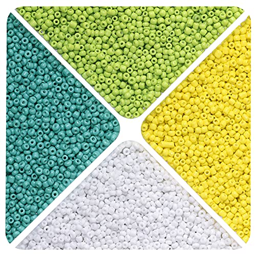 COIRIS 12/0 cuentas de semilla de vidrio alrededor de 24000pcs 4 colores surtidos tamaño 2.5mm amarillo verde blanco artesanía granos para pulsera pendiente fabricación collar (GB-1030-F)