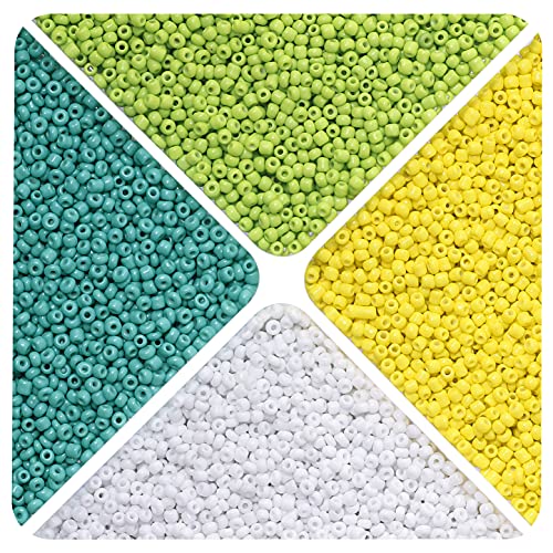 COIRIS 12/0 cuentas de semilla de vidrio alrededor de 24000pcs 4 colores surtidos tamaño 2.5mm amarillo verde blanco artesanía granos para pulsera pendiente fabricación collar (GB-1030-F)