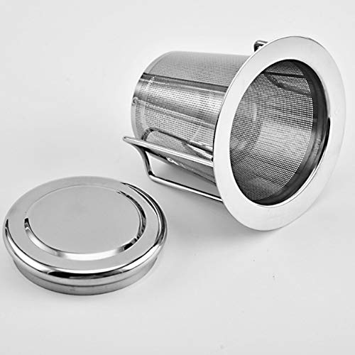 Colador de té de acero inoxidable 304 para té suelto Coladores de té Premium Filtro de té con tapa con asa larga plegable Para la mayoría de las teteras, tazas de té y tazones de té