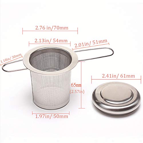 Colador de té de acero inoxidable 304 para té suelto Coladores de té Premium Filtro de té con tapa con asa larga plegable Para la mayoría de las teteras, tazas de té y tazones de té