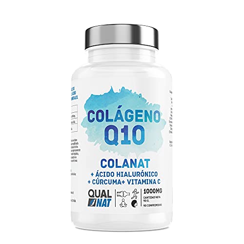 Colágeno con Magnesio| Colágeno Marino con Ácido Hialurónico y Q10| Vitamina C + Cúrcuma + Vitamina D3 + Calcio + Hárpago + Peptan| Articulaciones Fuertes y Sanas | 90 Comp - Qualnat