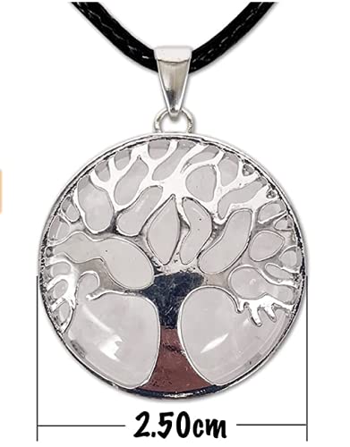 Collar de árbol de la Vida con Colgante Piedra Natural Energeticas - Distintas Piedras Semipreciosas (Cuarzo Blanco)