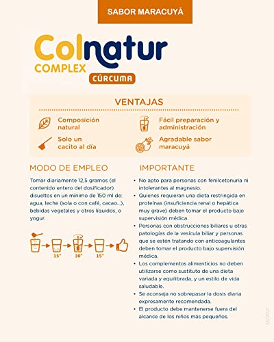 Colnatur Complex Maracuyá - Colágeno con Magnesio, Cúrcuma y Vitamina C para Músculos y Articulaciones, 250g