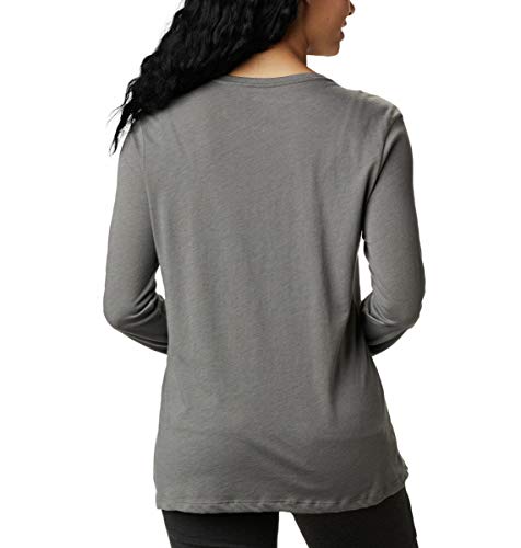 Columbia Autumn Trek Long Sleeve Relaxed tee Camiseta, Carbón de leña/Globo para Caminar, S para Mujer