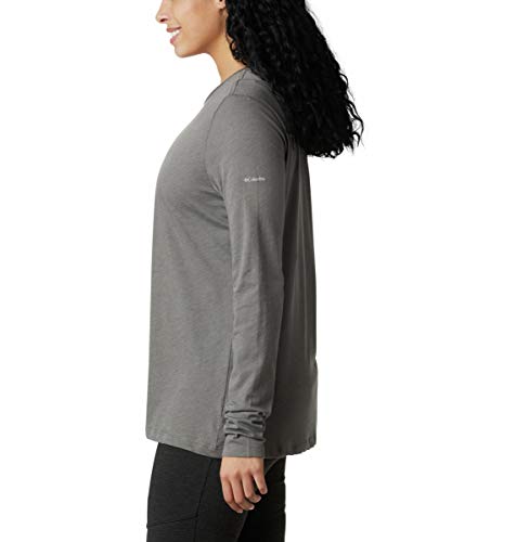 Columbia Autumn Trek Long Sleeve Relaxed tee Camiseta, Carbón de leña/Globo para Caminar, S para Mujer