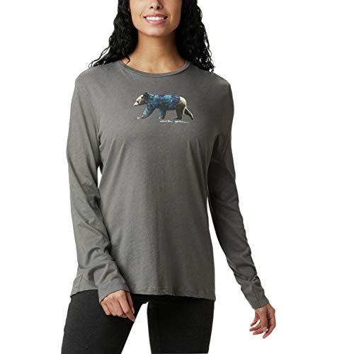 Columbia Autumn Trek Long Sleeve Relaxed tee Camiseta, Carbón de leña/Globo para Caminar, S para Mujer